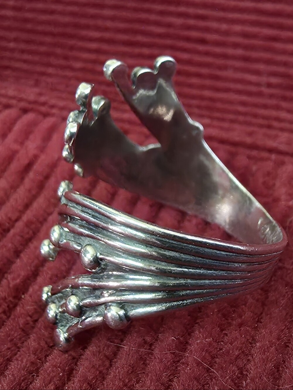 VTG Sterling Silver Abstract Modern Textured Bypass Ring - Marked BEAU 925 - Picture 3 of 8